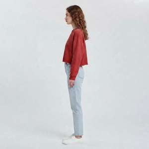 Sudadera Corta para Mujer, Manga Larga, Cuello Redondo, Informal, Suave y Cómoda para Uso Diario, Ropa Personalizada - Product Image 4
