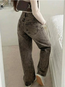Jeans de Mezclilla para Mujer, Cintura Alta, Corte Recto, Lavado a la Piedra, Ajuste Regular, Largos, Estilo Casual Vintage, 100% Algodón, para Verano - Product Image 2
