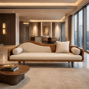 Sofá Cama de Madera de Lujo Personalizado, Moderno y Tapizado, para Vestíbulo de Hotel, Villa, Resort, Apartamento, Muebles para Hostelería - Product Image 5
