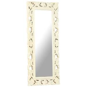 Miroir mural en bois de manguier massif blanc, 43,3 x 19,7 pouces, incrustations décoratives - Product Image 2