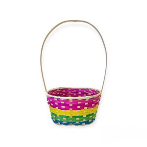 Handicraft Woven 2026 Bamboo Basket Painted Small Handle Buckets for Easter Egg Hunt Picnic Party Supplies Birthday Decorations - Product Image 1