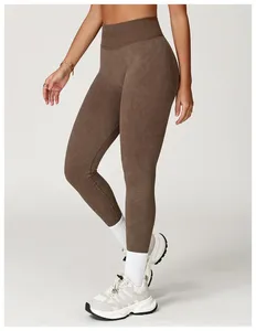 Leggings Deportivos de Cintura Alta, Tejido Sin Costuras, Ecológicos, 220g, Largos, Color Sólido, Elásticos, Compresivos para Mujer - Product Image 3