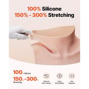 High Neckline C-Cup Silicone Breastplate Realistic Silicone-Filled Fake <b>Boobs</b> Breast Forms for Crossdressers Transgender Cosplay - Product Image 2