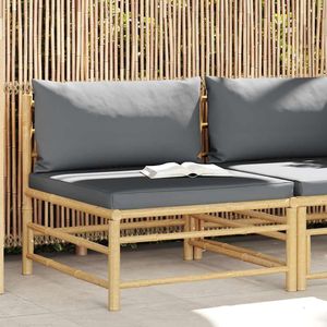Canapé de jardin modulaire moyen en bambou gris foncé et polyester - Product Image 1