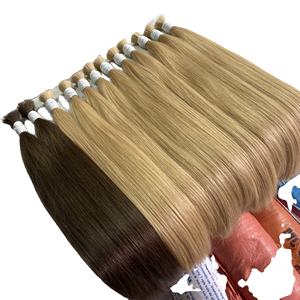 Extensions de cheveux humains vierges naturels couleur 613, extensions à clips à pointe plate, double trame, cheveux raides - Product Image 6