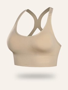 Women's <b>Open</b> Back Fitness Cami | Premium Hook-and-Eye Seamless Sports <b>Bra</b> | Solid Dyed Padded Yoga Training Crop Tank - Product Image 1