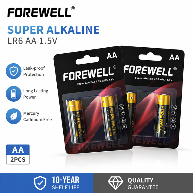 FOREWELL Super Alkaline Cell LR6 AA 1.5V High Capacity Battery for Remote Control & Flashlight with Long Duration Performance