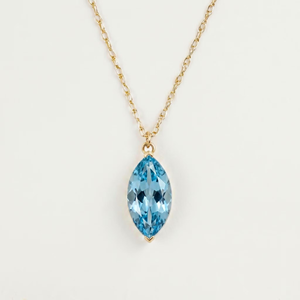 Collier pendentif en topaze bleue taille marquise 0,4 ct, monture closée en or massif 18 carats, bijoux minimalistes pour femme, à porter au quotidien - Product Image 3