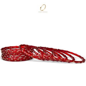 Wholesale Indian Ruby Red <b>Crystal</b> Raindrop Glass Kashmiri Bangles Gold Plated Finish <b>for</b> <b>Women</b> Wedding Party and Festival Wear - Product Image 4