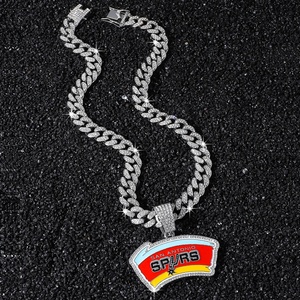 Collier pendentif Iced Out San <span class=keywords><strong>Antonio</strong></span> Spurs en alliage avec strass, chaîne cubaine, bijoux logo équipe NBA, cadeaux - Product Image 5