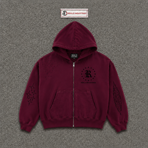 เสื้อฮู้ดดี้ผู้ชายสีแดงเลือดหมูทรงโอเวอร์ไซส์ สไตล์วินเทจ พิมพ์ลายกราฟิก สตรีทแวร์ ผ้าฝ้ายเฟรนช์เทอร์รี่ พิมพ์โลโก้ มีกระเป๋าหน้า ทรงปกติ - Product Image 5
