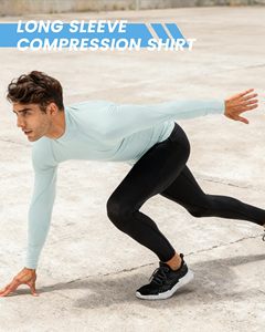 Men Running Compression Shirt MMA Rash Guard Turtle Neck <b>Long</b> <b>Sleeve</b> Athletic <b>Base</b> <b>Layer</b> Rash Guard For Gym Training Cycling Top - Product Image 6