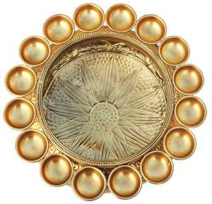 Handmade Decorative Candle Stand With Embossed Design For Religious Activities 12 <b>Cup</b> Holder, Diwali Gifting Item - Product Image 4