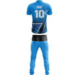 Custom Men's Blue <b>Cricket</b> Uniform Short Sleeve for <b>Shirt</b> Elastic Waist Pants Moisture Wicking 100% Polyester UV Protection All - Product Image 3