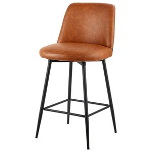 Set of 3 Modern PU <b>Leather</b> Counter Barstools 27-Inch Height Swivel <b>Stools</b> with Metal Legs and Armrests - Product Image 4