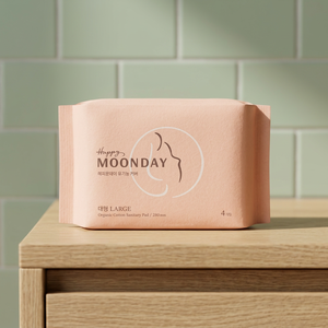 Happy Moonday - Toallas Sanitarias Grandes de Algodón Orgánico con Alta Absorbencia y Estructura Transpirable Ultra Suave para la Higiene Femenina - Product Image 1