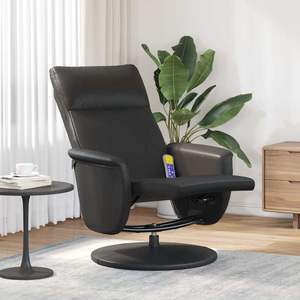 Fauteuil inclinable de massage en similicuir noir avec structure en métal et contreplaqué - Product Image 1