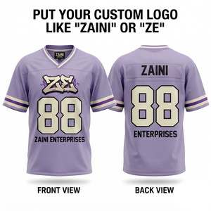 Camiseta de Fútbol Americano para Hombre, 180 GSM, Poliéster Interlock Premium, Panel de Hombro Morado y Blanco, Logotipo Personalizado con Sublimación - Product Image 1