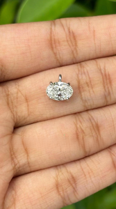 Pendentif en or blanc massif 14 carats, diamant de laboratoire de taille ovale de 2,20 carats, pendentif de mariage, cadeau de Noël pour femmes - Product Image 2
