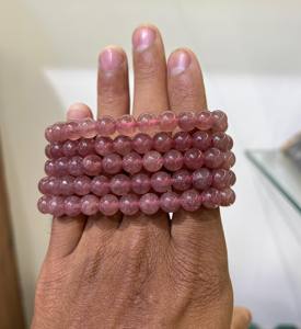Nouveau bracelet de guérison Reiki en cristal de quartz fraise fait à la main soucieux de la mode - Product Image 5