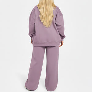 Ensemble décontracté de survêtement deux pièces pour femme, personnalisé avec logo imprimé, de haute qualité, respirant et épais - Product Image 3