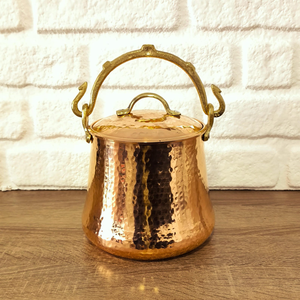 Cubo de cobre puro martillado a mano con tapa y asa para uso doméstico, baño, jardín, granja y decoración. - Product Image 5