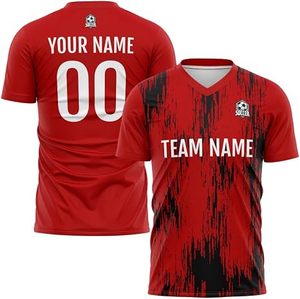 Ensemble de maillots de football unisexe personnalisés rouge et noir, imprimé par transfert thermique, col respirant, évacuation de l'humidité, coupe athlétique sans manches, pour tous - Product Image 5