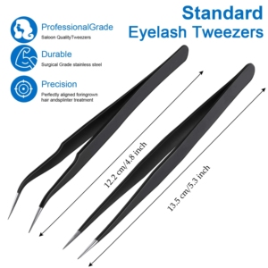 HARBOR INDUSTRY HI-ET-0038 Faserspitzen-Wimpernpinzette mit individuellem Logo aus Edelstahl, dünn, gerade, Volumen 45/90 Grad für Wimpernverlängerung - Product Image 2