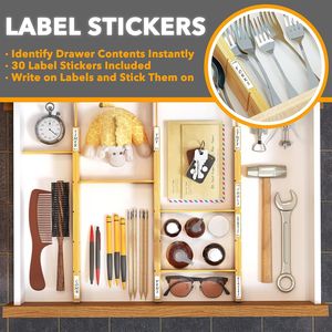 Adjustable Bamboo Drawer Organizers with Expandable Inserts and <b>Labels</b> for Home or Office <b>Kitchen</b> Organization - Product Image 3