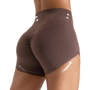 Shorts marron café taille haute effet push-up pour femme, idéal pour la gym, le fitness, le yoga et le cyclisme - Product Image 6