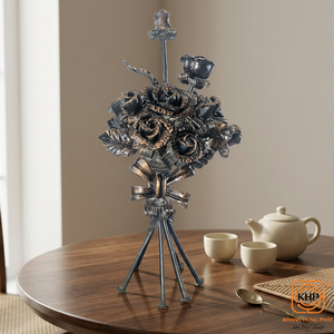 Sculpture en fer forgé Khang Hung Phat, design ajouré, élégante, accessoires décoratifs pour clôture, revêtement spécial pour la maison ou le jardin - Product Image 4