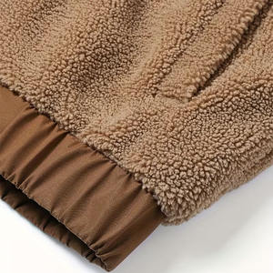 Veste en polaire sherpa marron, coupe ample, manches longues, fermeture éclair intégrale, coupe-vent, col montant, doublure sherpa - Product Image 4