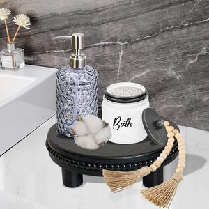 Wood Tray Risers for Display, 7.6” Wooden Decorative Tray for Kitchen Home Decor, Display Pedestal Stand for Countertop, Black - Product Image 2