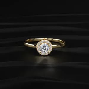 Round Cut Halo Solitaire Diamond Engagement <b>Ring</b> With IGI Certified VVS-VS Clarity Buy Direct From <b>Indian</b> Trusted Supplier - Product Image 1