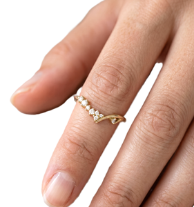 Wholesale Round Lab Grown Diamond 14K 18K Solid Gold Prong Statement Minimalist Curved <b>Ring</b> Anniversary <b>Ring</b> <b>Proposal</b> <b>Ring</b> - Product Image 6