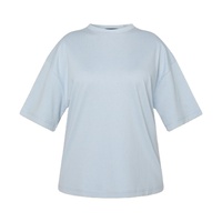 T-shirt décontracté d'été pour femme grande taille à manches courtes, 100 % coton, col rond, uni, vierge, avec option de logo brodé BD
