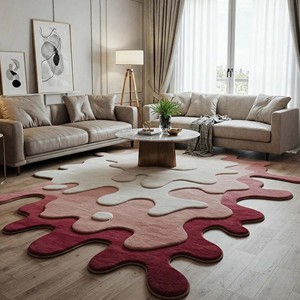 Modern abstract irregular shape Hand Tufted rug soft plush living room carpet luxury artistic <b>floor</b> mat contemporary home decor - Product Image 1