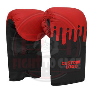 Gants de Combat Muay Thai et Kickboxing en Cuir PU de Qualité Supérieure, Noirs et Rouges, avec Service OEM, pour Entraînement et Sac de Frappe, Anti-Choc - Product Image 2