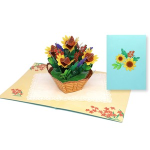 การ์ดป๊อปอัพ 3 มิติ ลายดอกไม้หลากสีสัน การ์ดอวยพรทำมือ งานฝีมือกระดาษ ลายดอกทานตะวัน ของขวัญ การ์ดป๊อปอัพ 3 มิติ ลายป่าดอกไม้ - Product Image 4