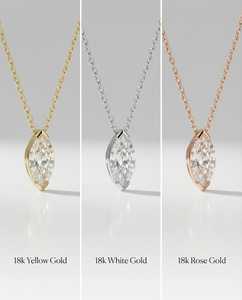 สร้อยคอเพชรทรงมาร์คีส์เคลือบทองคำ 14k พรีเมียม 1 กะรัต E VVS ได้รับการรับรองจาก IGI สำหรับผู้หญิง เหมาะสำหรับงานแต่งงานและงานหมั้น - Product Image 6