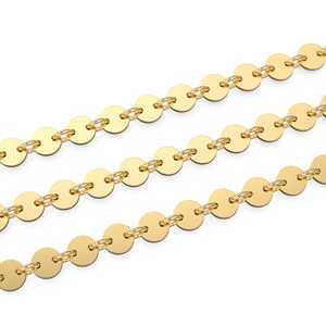 Cadena de Oro Sólido de 14K, 4mm, Gruesa y Pesada, con Eslabones de Disco, 7 Pulgadas por Pie, Componentes y Accesorios para Joyería - Product Image 5