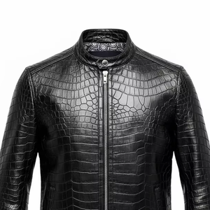 Chaqueta de Cuero Personalizada con Grabado Python para Hombre, Piel de Vacuno Genuina, Estilo Motero de Lujo, Servicio de Muestras de Fábrica OEM ODM Disponible - Product Image 3