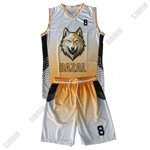Ensemble de maillot et short de basket-ball personnalisés imprimés par sublimation SIBRIN |   Concevez votre nom et votre numéro d'équipe |   100% polyester anti-UV - Product Image 3