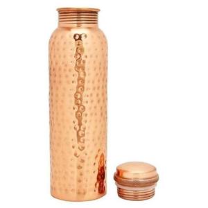 Botella de cobre hecha a mano, frasco de agua ayurvédico de metal puro con acabado martillado, a prueba de fugas, 1 litro, de madiha art and crafts - Product Image 1