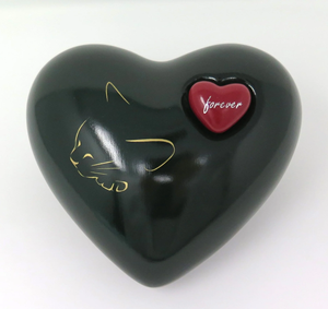 Urne commémorative en ardoise avec motif chat doré et mini cœur pour cendres funéraires, Cœur pour cendres funéraires en métal laiton/aluminium - Product Image 4