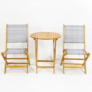 Ensemble bistrot en bois Comehome Vietnam Paris pour l'extérieur, table ronde ou carrée - Product Image 1