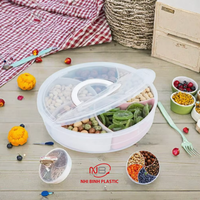 Conteneur de stockage alimentaire portable moderne OEM à 5 compartiments hermétiques de 1 à 3 L avec couvercle et poignée, plateaux pour fruits, collations, légumes, plateau de service