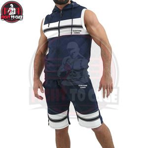 Crea tu propio conjunto de pantalones cortos y sudadera sin mangas para hombre, moderno, cómodo, de tela suave al tacto, para otoño, fitness, ligero y transpirable. - Product Image 4