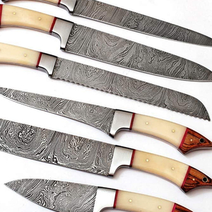 Ensemble de couteaux de chef en acier Damas de qualité supérieure avec étui en cuir, outils de cuisine professionnels, ensemble cadeau pour la maison et la restauration - Product Image 2