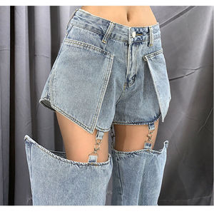 Jeans de Mezclilla Tejida para Mujer, Corte Recto, Cintura Media, Estilo Y2K, Casual, Verano, Holgados, Alta Calidad, OEM - Product Image 5